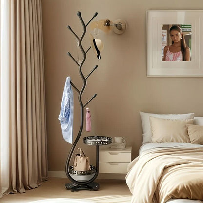 Coat Stand Solid Natural Wood Freestanding No Drill