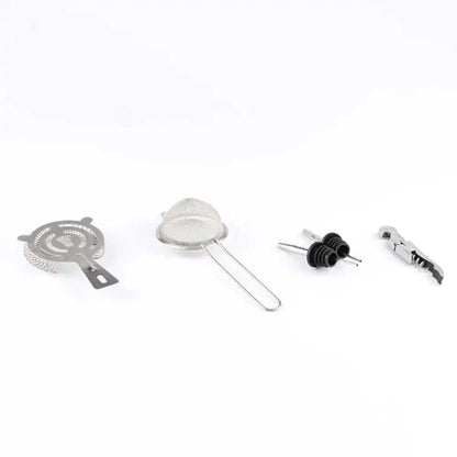 Cocktail Set Stainless Steel & Wooden Stand 10-Piece