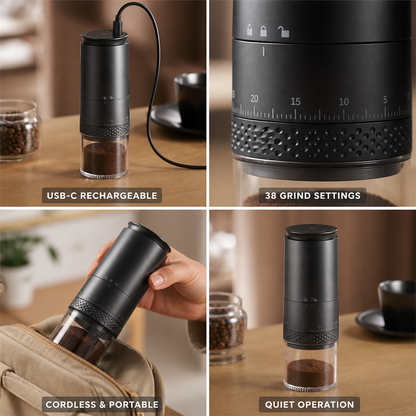 Coffee Grinder USB-C Rechargeable Ceramic Burr 38 Grind Settings