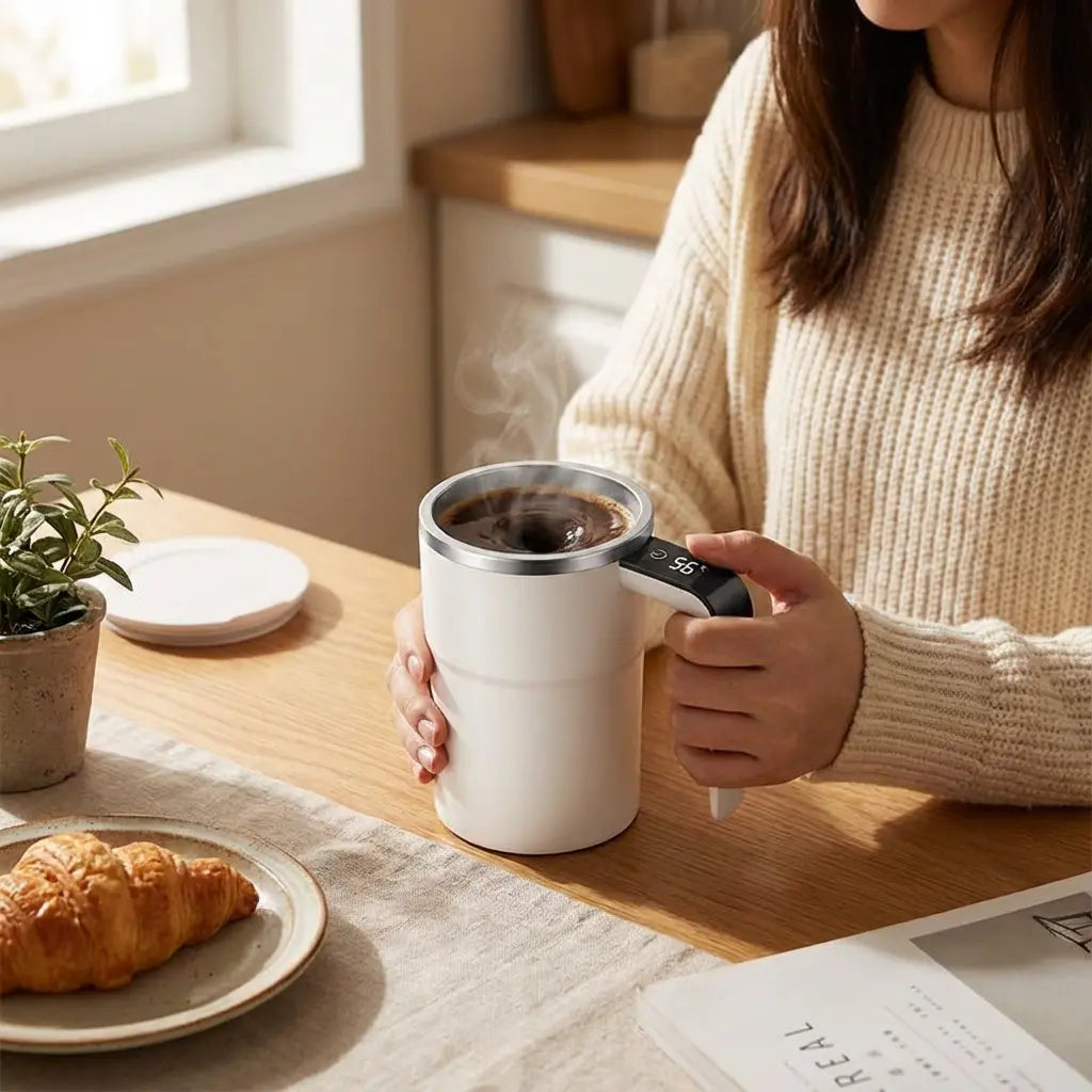 Coffee Mug Self-Stirring USB Rechargeable Temperature Display