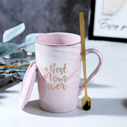 Coffee & Tea Cup Set Porcelain Lid & Spoon