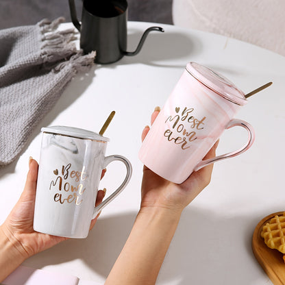 Coffee & Tea Cup Set Porcelain Lid & Spoon