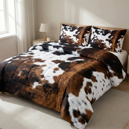 Comforter Set Western Cowhide Print Lightweight Polyester