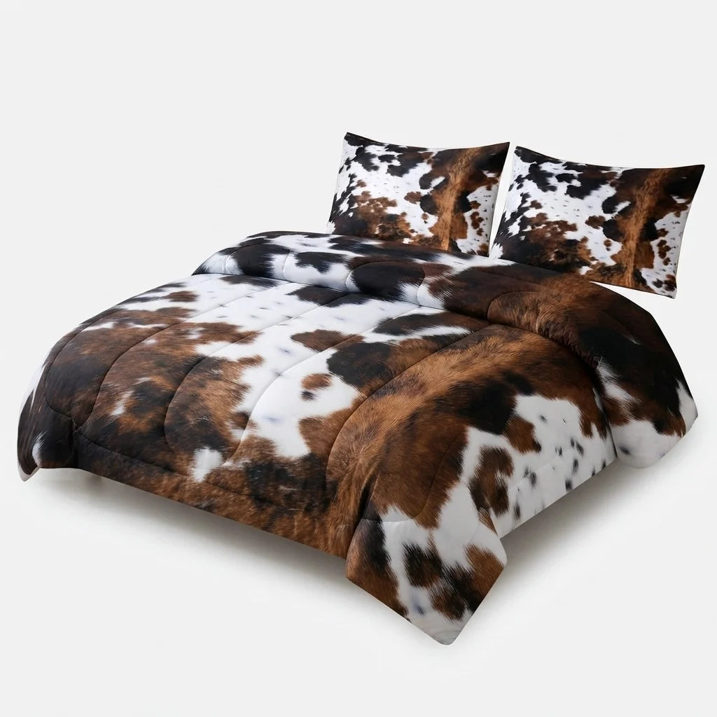 Comforter Set Western Cowhide Print Lightweight Polyester
