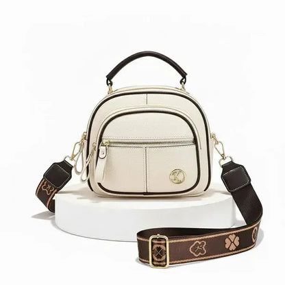 Compact Crossbody Bag Faux Leather Five Compartments Adjustable Strap