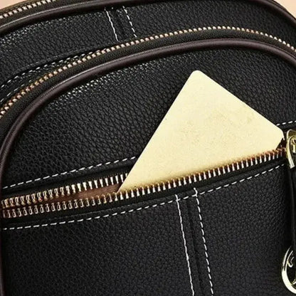 Compact Crossbody Bag Faux Leather Five Compartments Adjustable Strap