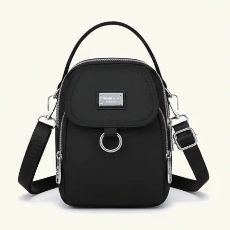 Compact Crossbody Bag Water-Repellent Oxford Zippered Compartments