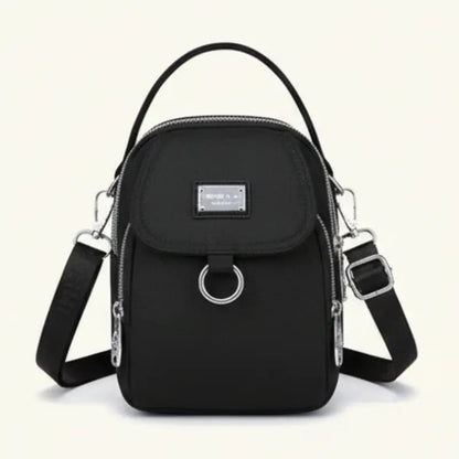 Compact Crossbody Bag Water-Repellent Oxford Zippered Compartments