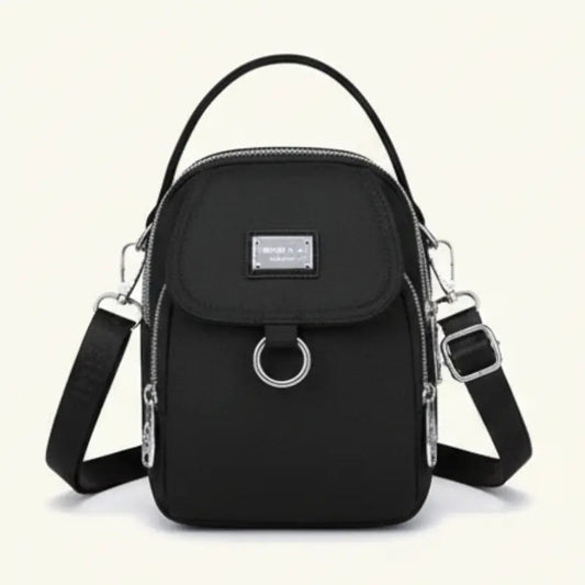 Compact Crossbody Bag Water-Repellent Oxford Zippered Compartments