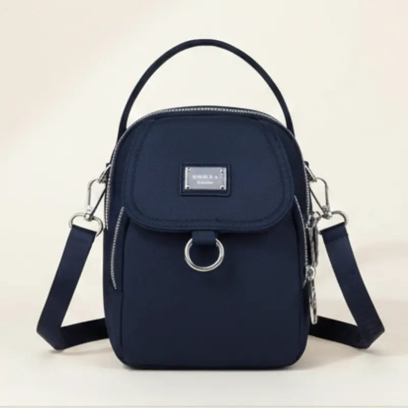 Compact Crossbody Bag Water-Repellent Oxford Zippered Compartments