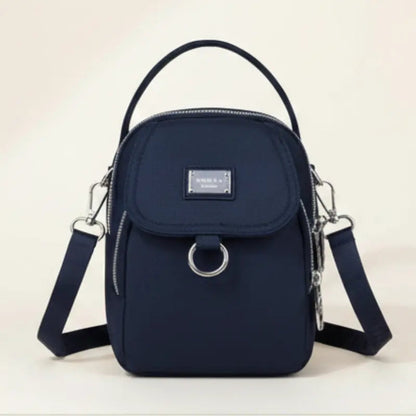 Compact Crossbody Bag Water-Repellent Oxford Zippered Compartments