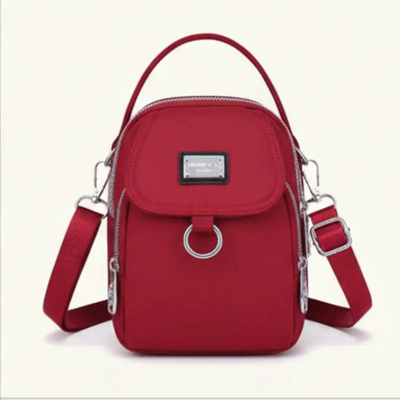 Compact Crossbody Bag Water-Repellent Oxford Zippered Compartments
