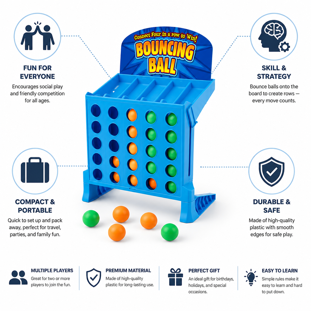 Compact Portable Four-in-a-Row Board Game (Travel Size)