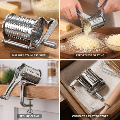 Compact Stainless Steel Hand-Crank Rotary Grater (20 cm)