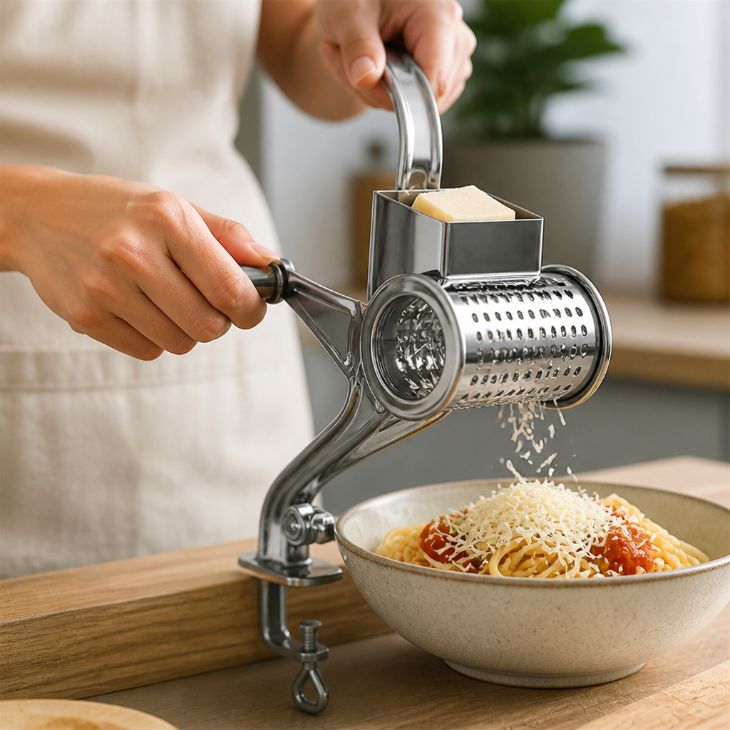 Compact Stainless Steel Hand-Crank Rotary Grater (20 cm)