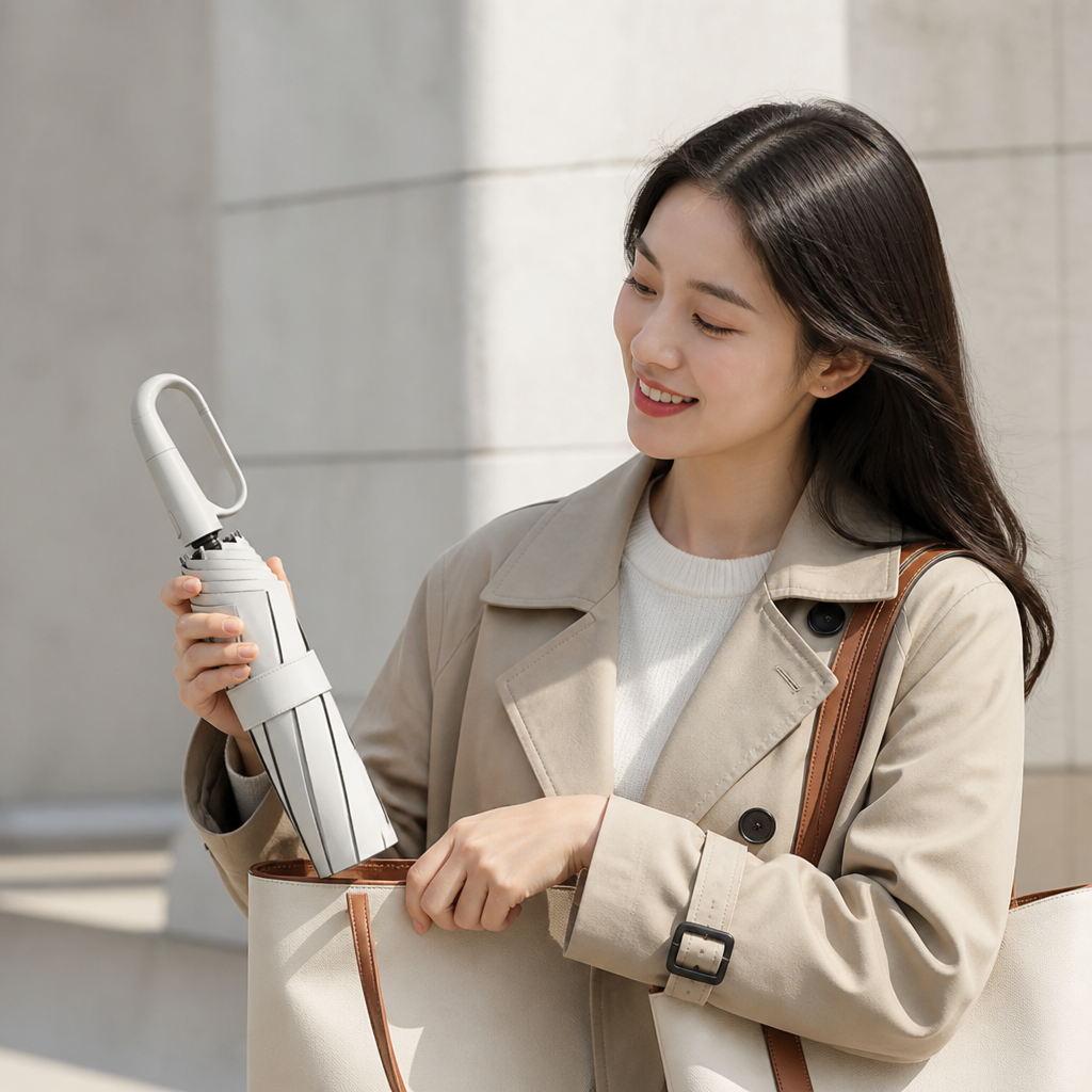 Compact Travel Umbrella Wind-Resistant Quick-Dry Reflective Band