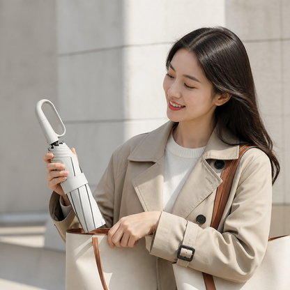 Compact Travel Umbrella Wind-Resistant Quick-Dry Reflective Band