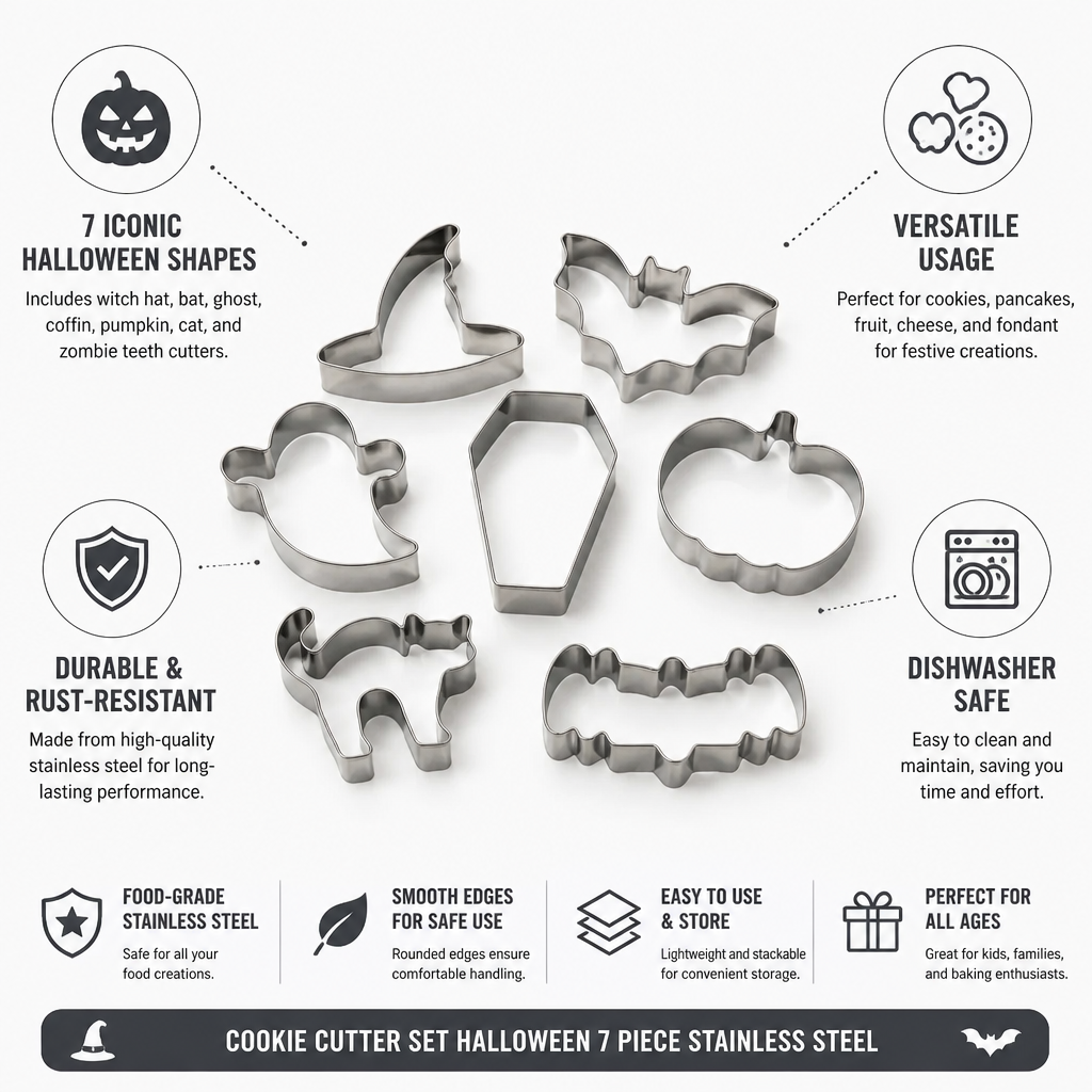 Cookie Cutter Set Halloween 7 Piece Stainless Steel