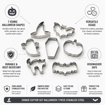 Cookie Cutter Set Halloween 7 Piece Stainless Steel