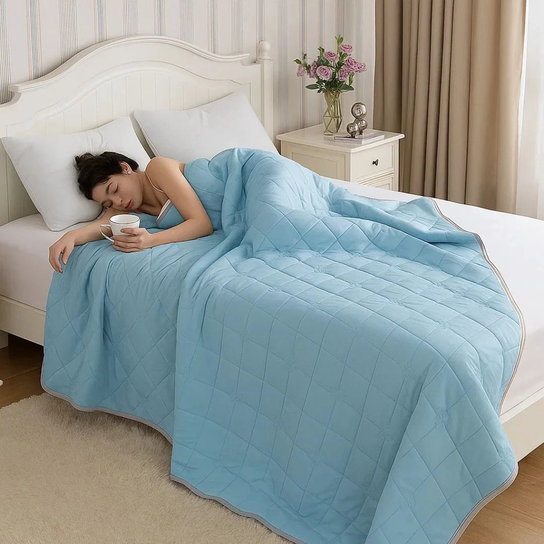 Cooling Blanket Temperature-Regulating Hypoallergenic Silk Fiber