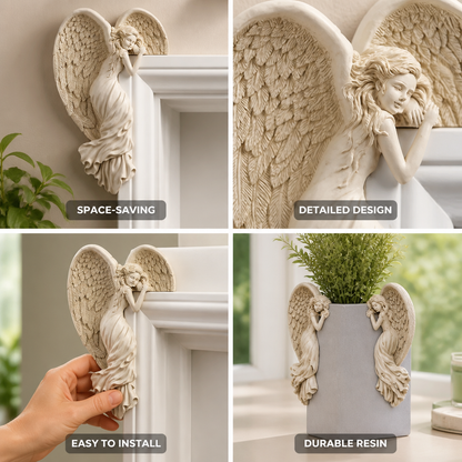 Corner-Mounted Angel Wall Decoration (Detailed Wing Design)