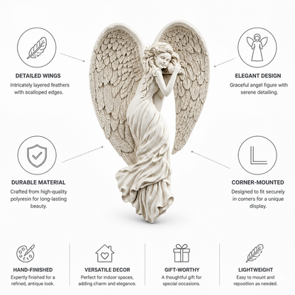 Corner-Mounted Angel Wall Decoration (Detailed Wing Design)