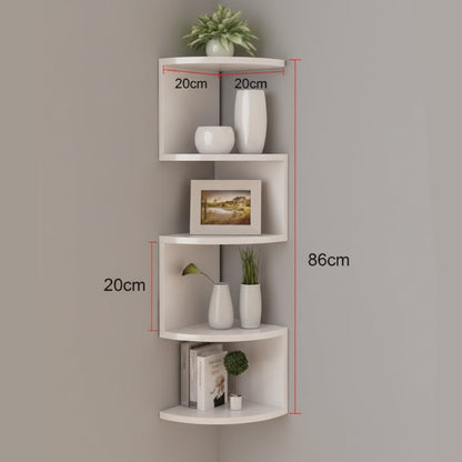 Corner Shelf Zigzag 5-Tier Space-Saving Lacquered MDF