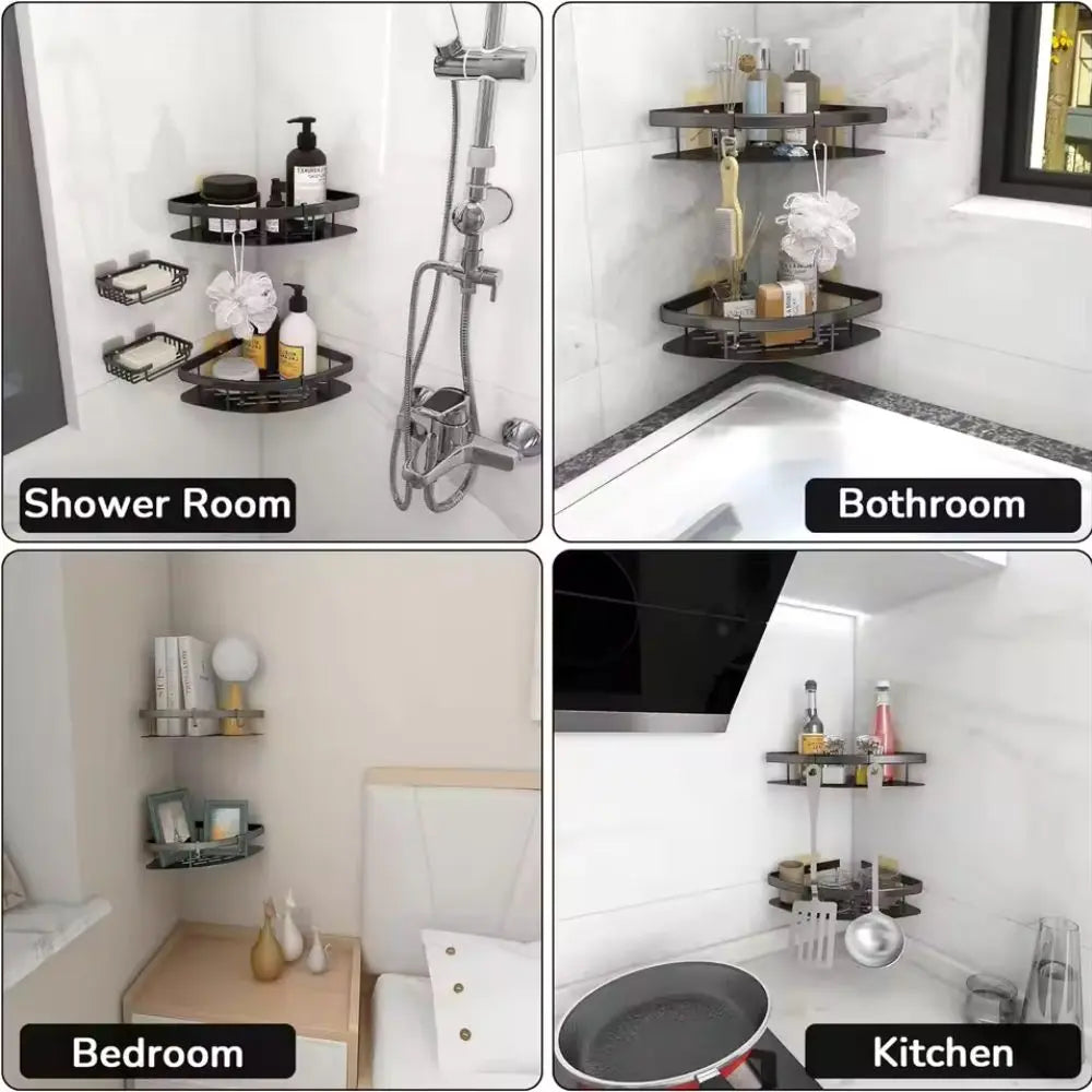 Corner Shower Shelf Drill-Free Aluminum Open Frame