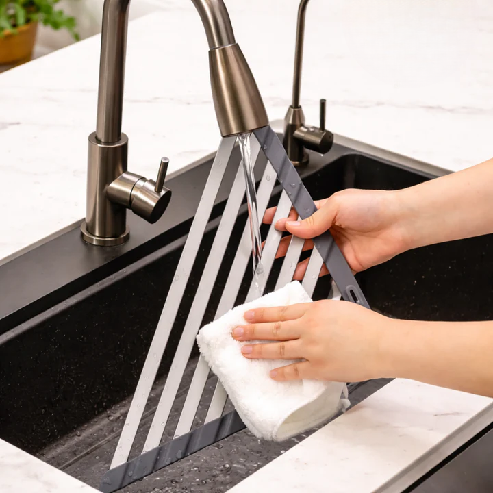 Corner Sink Organizer Triangular Self-Draining Rustproof Aluminum