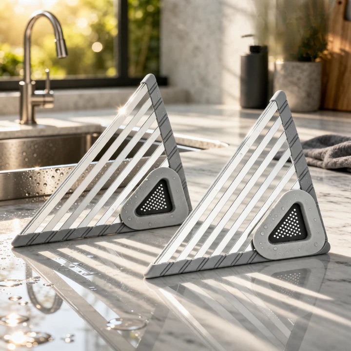 Corner Sink Organizer Triangular Self-Draining Rustproof Aluminum