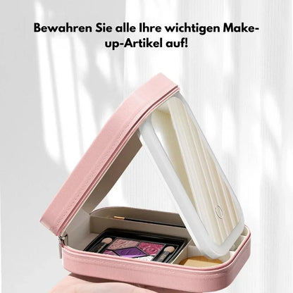 Cosmetic Case Integrated LED Mirror Multiple Compartments