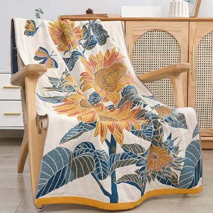 Cotton Bath Towel Sunflower Jacquard Quick-Dry