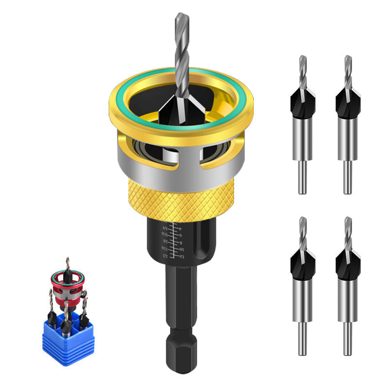 Countersink Drill Bit Set Four-Piece Adjustable Depth Stop