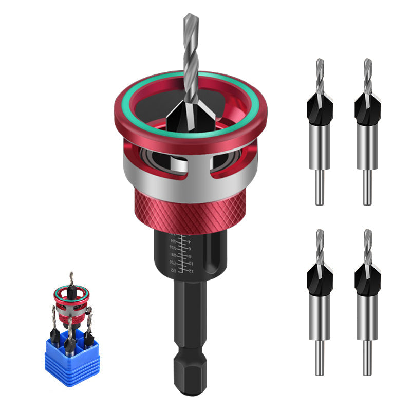 Countersink Drill Bit Set Four-Piece Adjustable Depth Stop