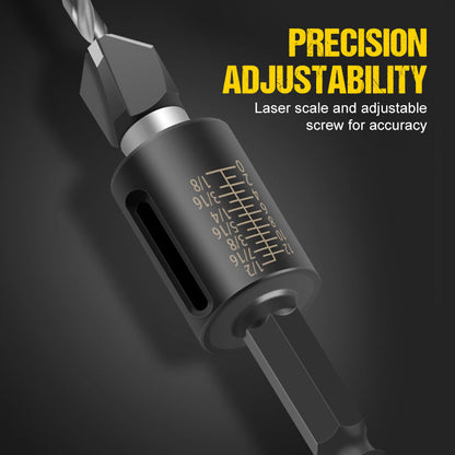 Countersink Drill Bit Set Four-Piece Adjustable Depth Stop