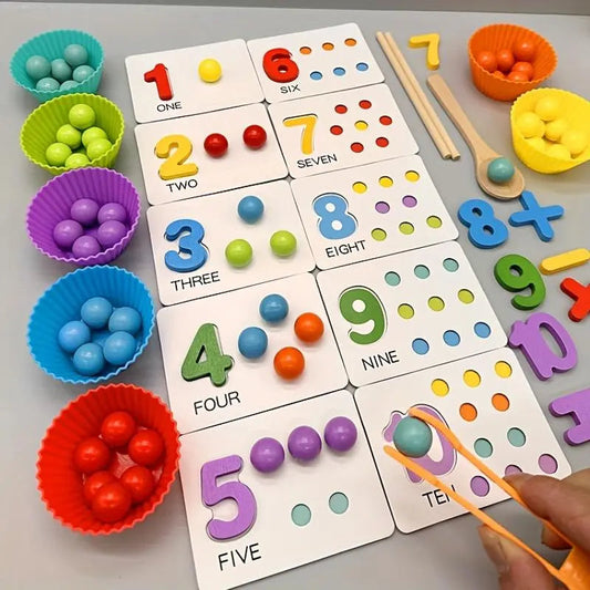 Counting Beads Set Montessori Wooden Beads & Tools