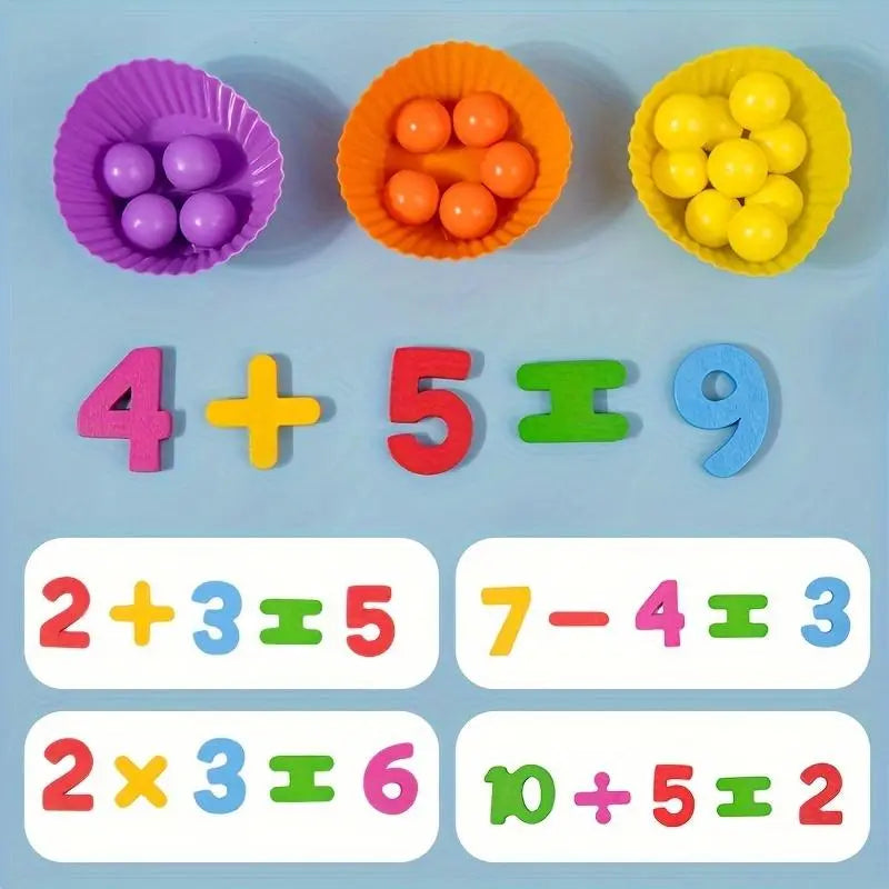 Counting Beads Set Montessori Wooden Beads & Tools