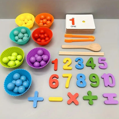 Counting Beads Set Montessori Wooden Beads & Tools