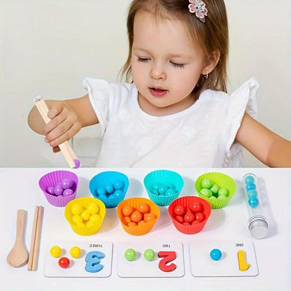 Counting Beads Set Montessori Wooden Beads & Tools
