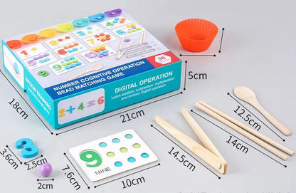 Counting Beads Set Montessori Wooden Beads & Tools