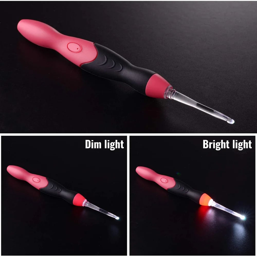 Crochet Hook Set Integrated LED Light Eleven Interchangeable Tips