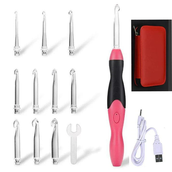 Crochet Hook Set LED Tip Interchangeable Heads