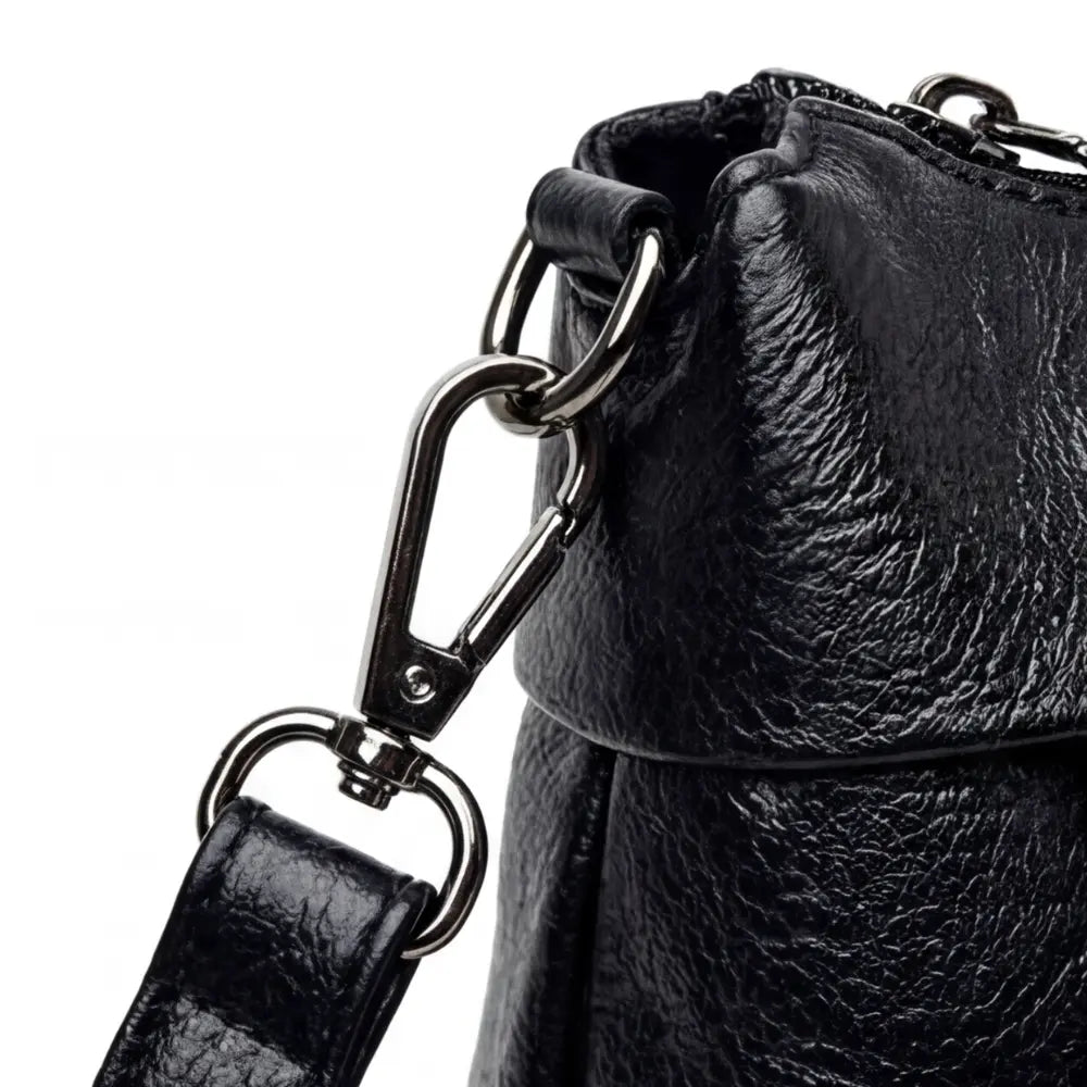 Crossbody Bag 3-Compartment Soft Faux Leather Adjustable Strap