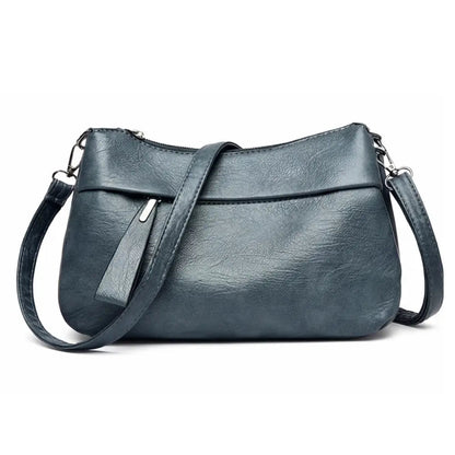 Crossbody Bag 3-Compartment Soft Faux Leather Adjustable Strap