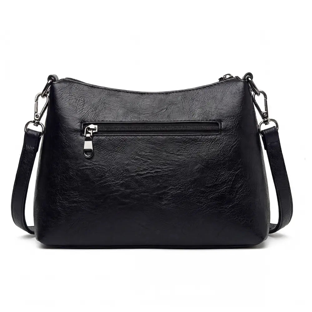 Crossbody Bag 3-Compartment Soft Faux Leather Adjustable Strap