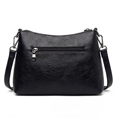 Crossbody Bag 3-Compartment Soft Faux Leather Adjustable Strap