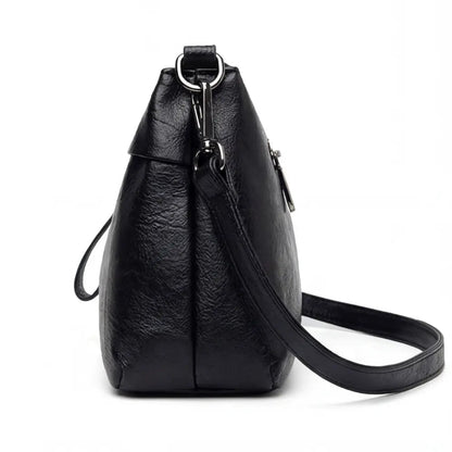 Crossbody Bag 3-Compartment Soft Faux Leather Adjustable Strap