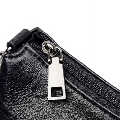 Crossbody Bag 3-Compartment Soft Faux Leather Adjustable Strap
