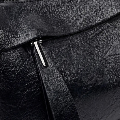 Crossbody Bag 3-Compartment Soft Faux Leather Adjustable Strap