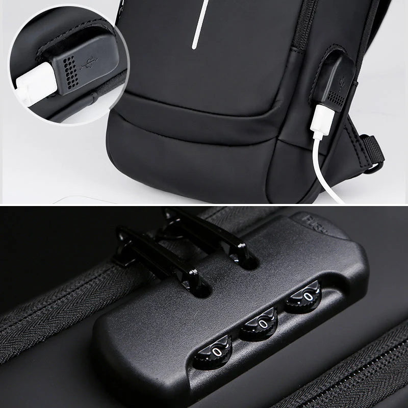 Crossbody Bag Anti-Theft TSA Lock & USB 3.0 Port